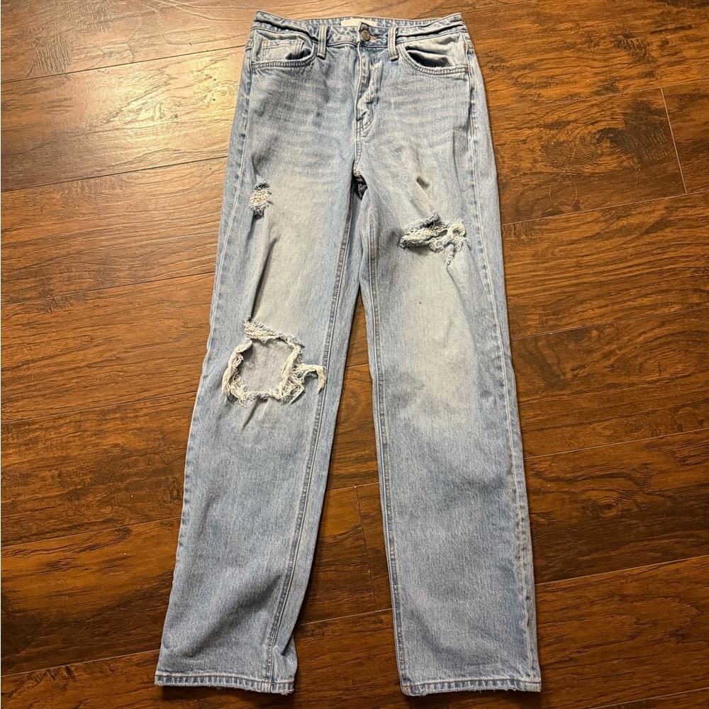 VERVET BY FLYING MONKEY Light Blue Distressed Flare Jeans